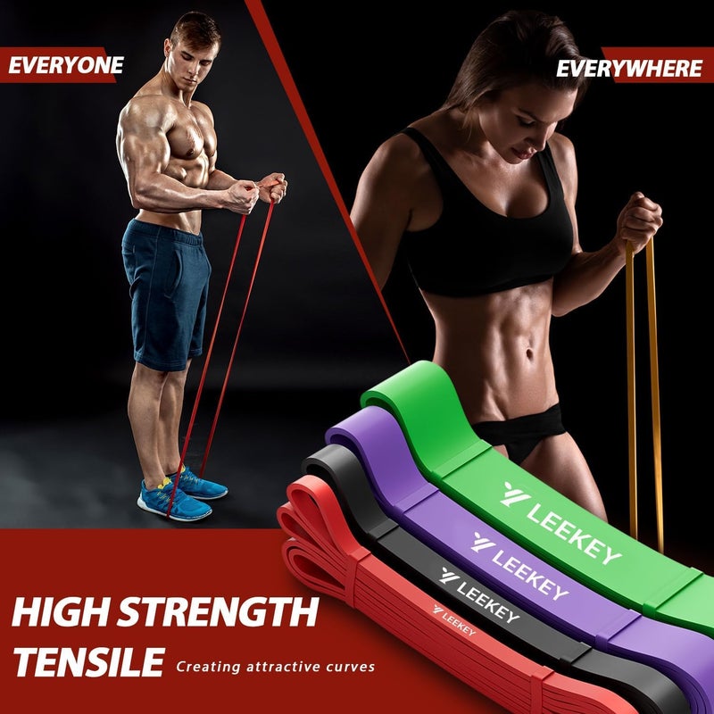 LEEKEY Resistance Bands, Exercise Bands with Handles,Pull Up Assist Bands - Band Set with Door Anchor - Bands for Working Out,Band for Men and Women Fitness Training,Home Workouts - Image 3